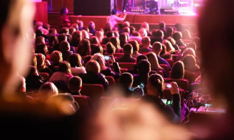 silhouettes of people enjoying a theater perfromance